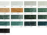 Flisene Look i fargevariantene som finnes; hvit, beige, oker, sjøgrønn, grønn, turkis, blå og svart.